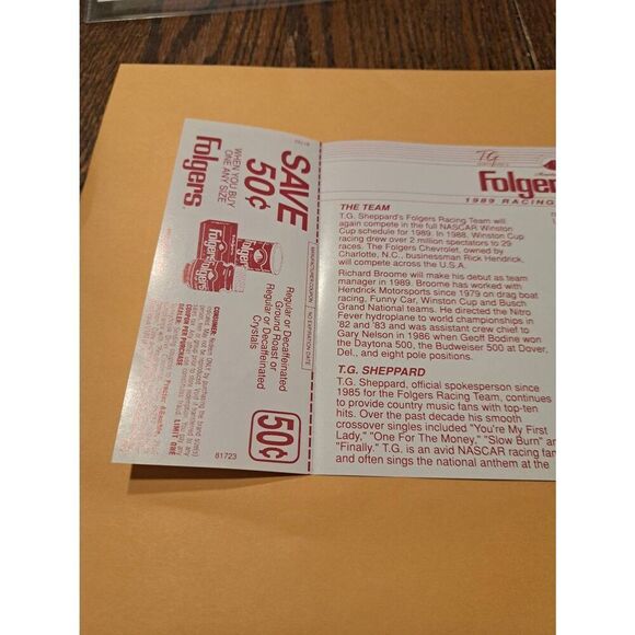 1989 Ken Schrader Folgers Racing Promo Coupon Sheet Hendrick Motorsports NASCAR - Picture 6 of 6